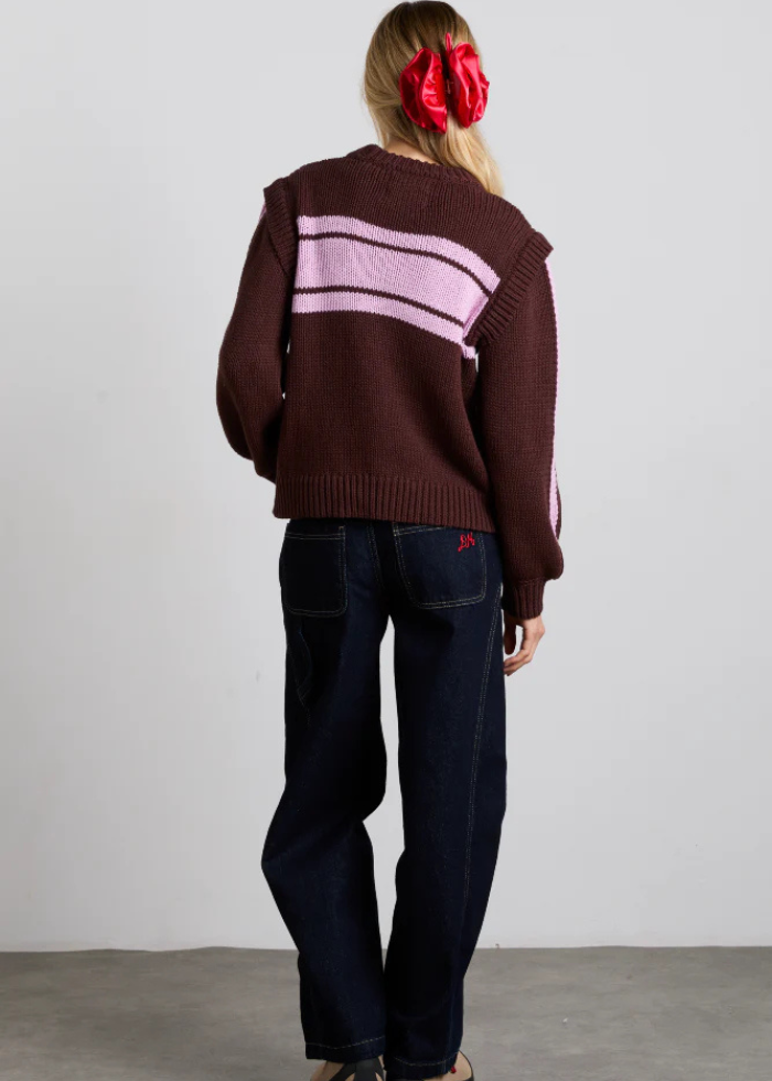 Damson Madder Poppy Jumper with Removable Sleeves - Burgundy &amp; Lilac