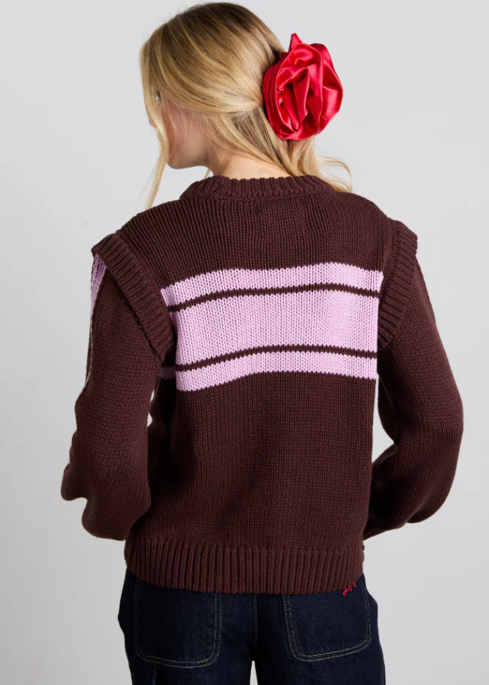 Damson Madder Poppy Jumper with Removable Sleeves - Burgundy &amp; Lilac