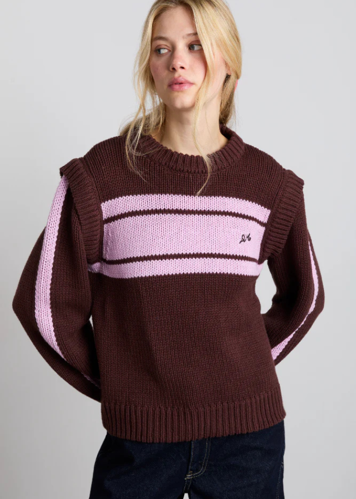 Damson Madder Poppy Jumper with Removable Sleeves - Burgundy &amp; Lilac