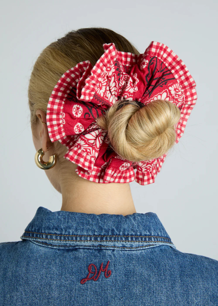 Damson Madder Red Bandana Print Scrunchie