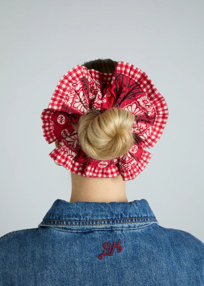 Damson Madder Red Bandana Print Scrunchie