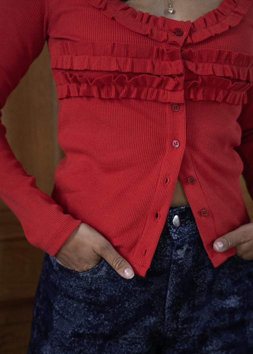 Damson Madder Varsha Cardigan - Cherry Red