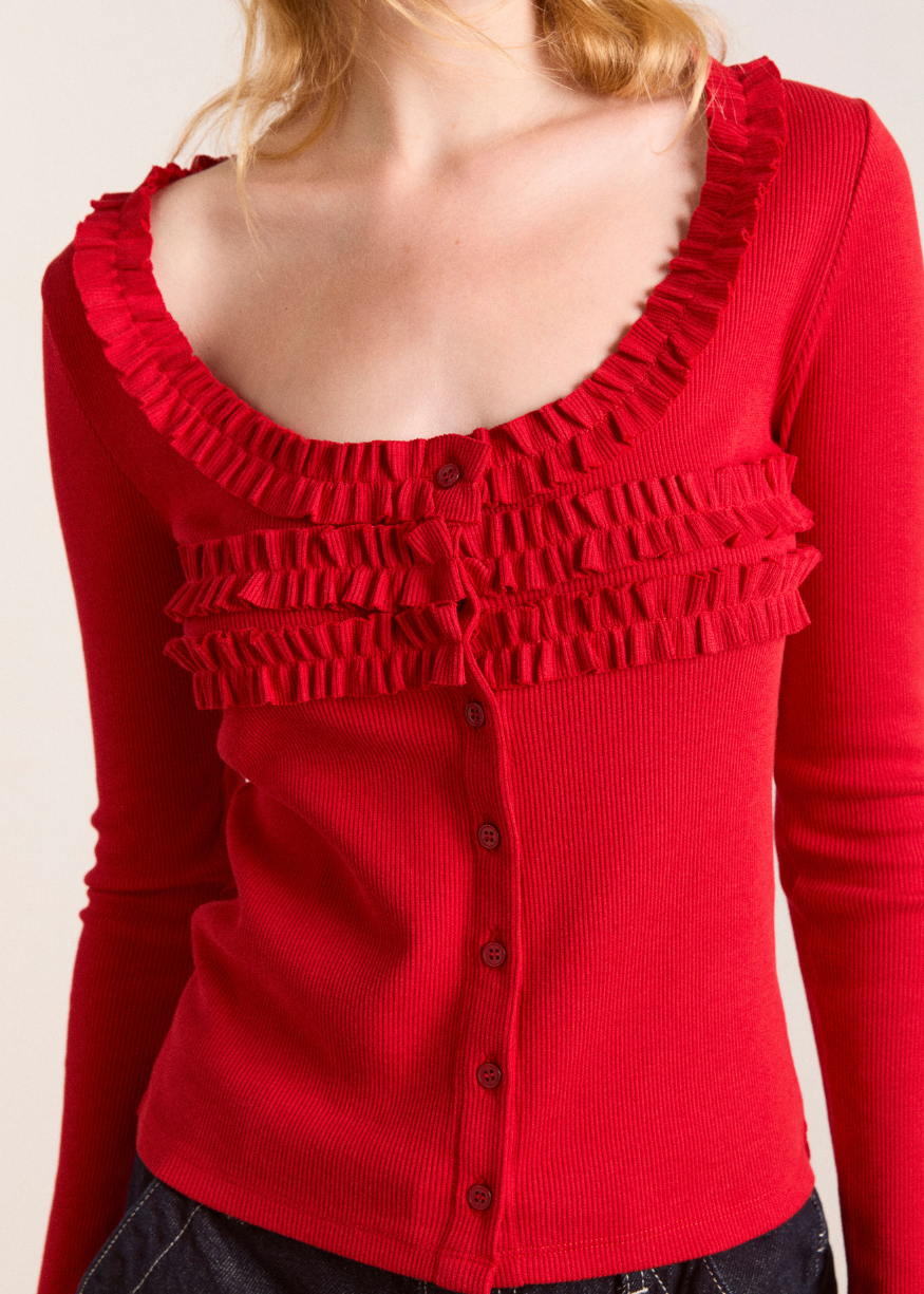 Damson Madder Varsha Cardigan - Cherry Red