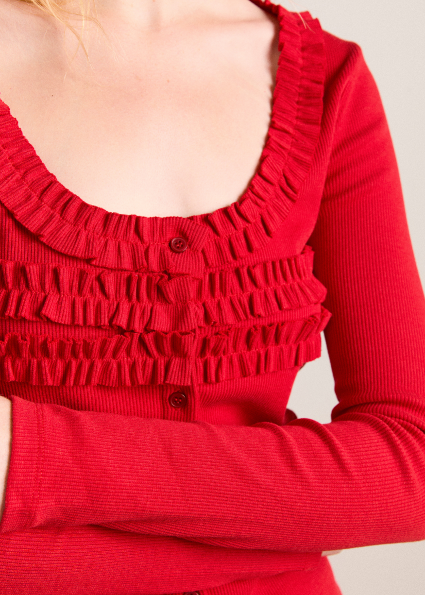 Damson Madder Varsha Cardigan - Cherry Red