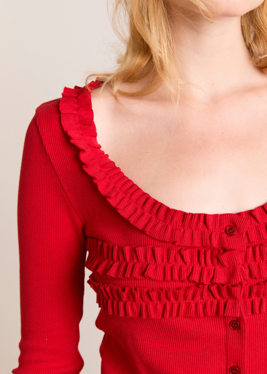 Damson Madder Varsha Cardigan - Cherry Red