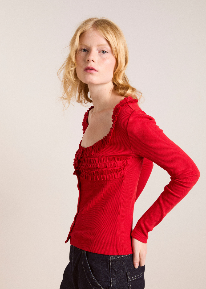 Damson Madder Varsha Cardigan - Cherry Red