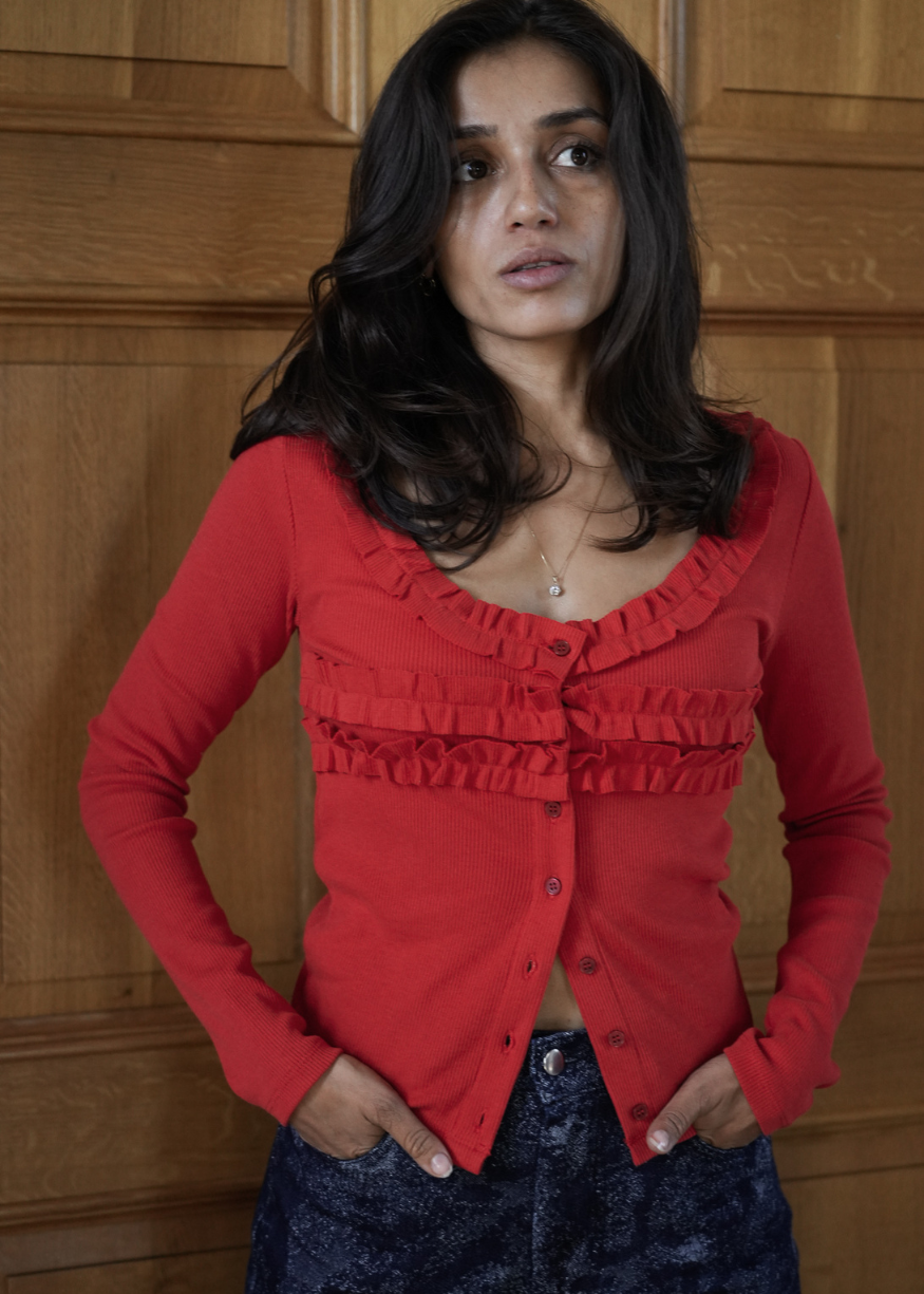 Damson Madder Varsha Cardigan - Cherry Red
