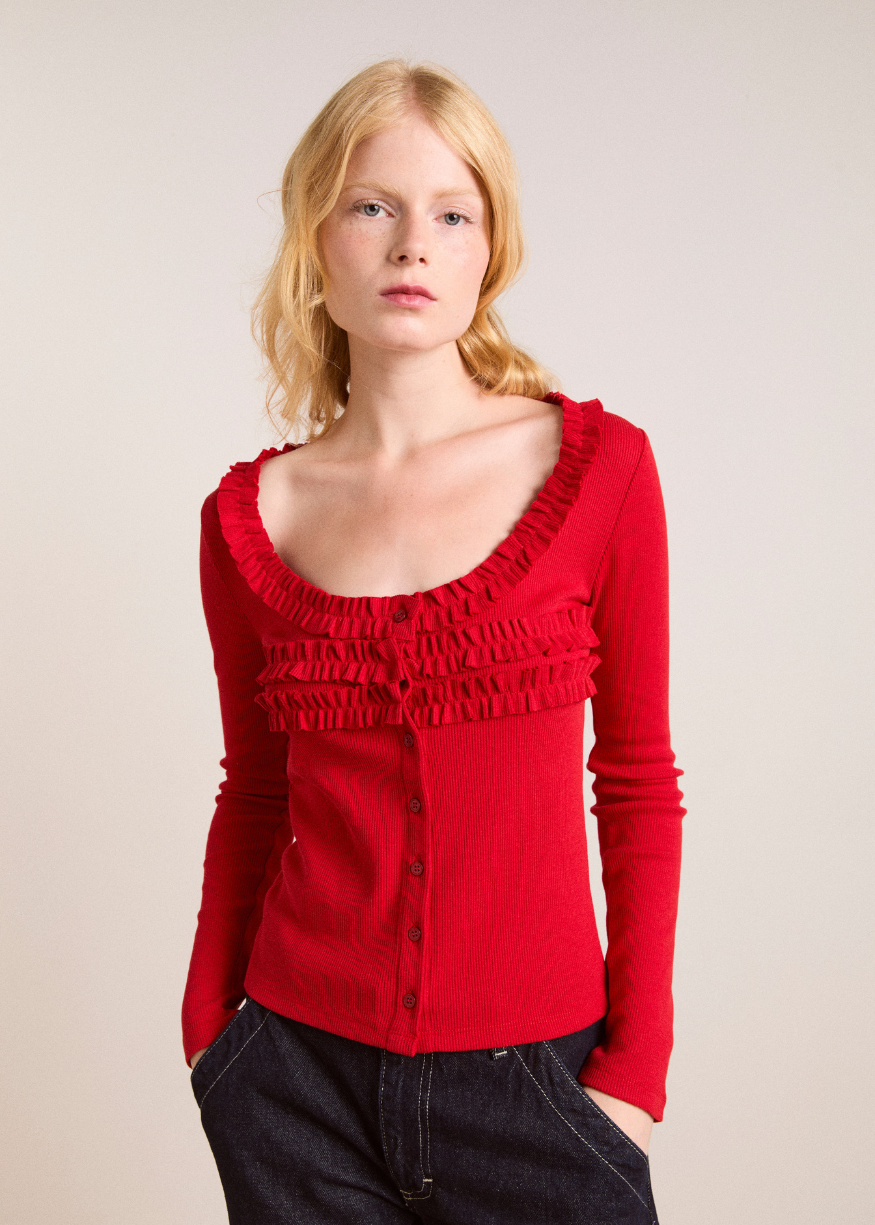 Damson Madder Varsha Cardigan - Cherry Red