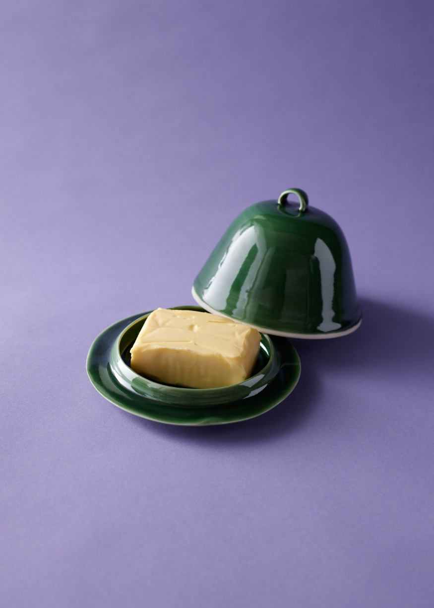 Dome Porcelain Butter Dish - Moss Green