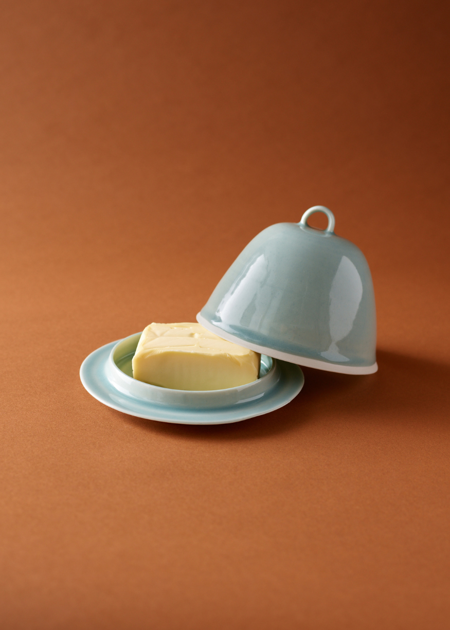 Dome Porcelain Butter Dish - Sky Blue
