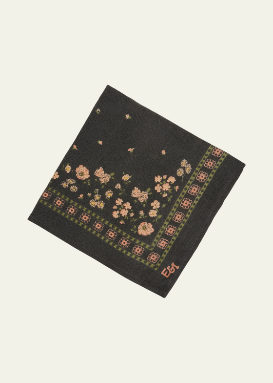 Emile et Ida Black Floral Scarf