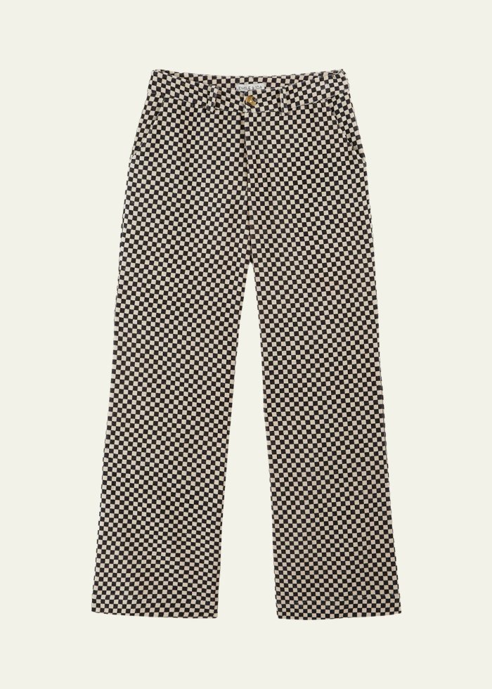 Emile et Ida Black and White Checkerboard Velvet Trousers