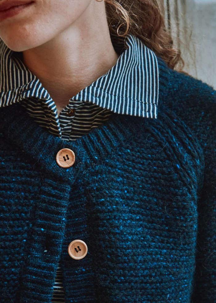 Emile et Ida Clay Wool Cardigan in Midnight Blue