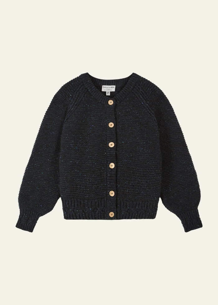 Emile et Ida Clay Wool Cardigan in Midnight Blue