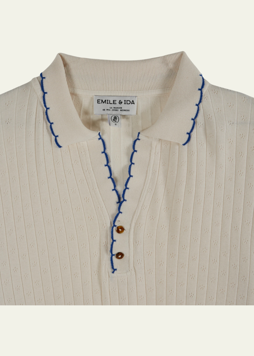 Emile et Ida Cream Pointelle Polo