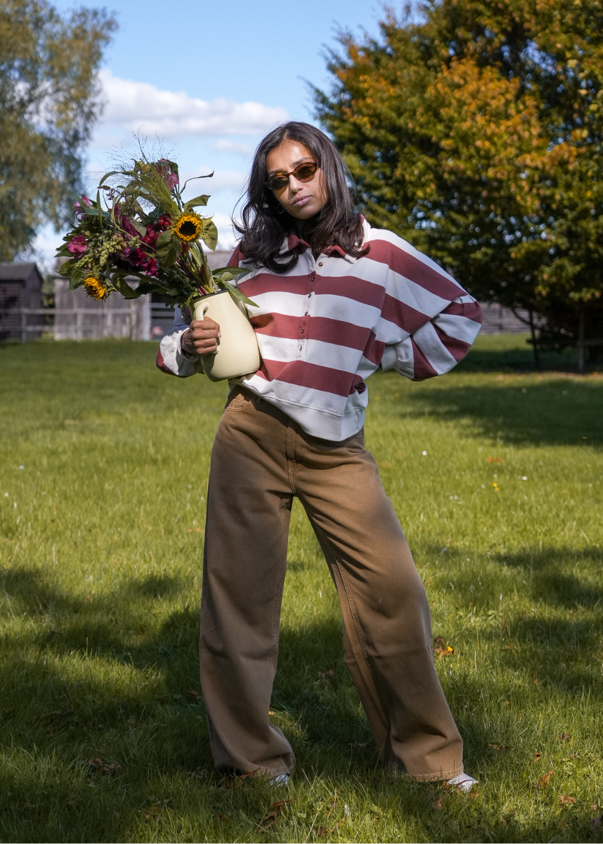 Emile et Ida Ecru & Brick Striped Rugby Sweat