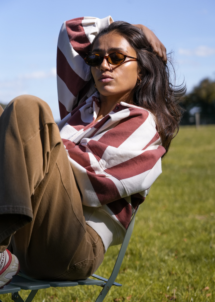 Emile et Ida Ecru & Brick Striped Rugby Sweat
