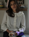 Emile et Ida Ecru Striped Ruffled Blouse