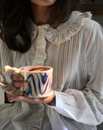 Emile et Ida Ecru Striped Ruffled Blouse