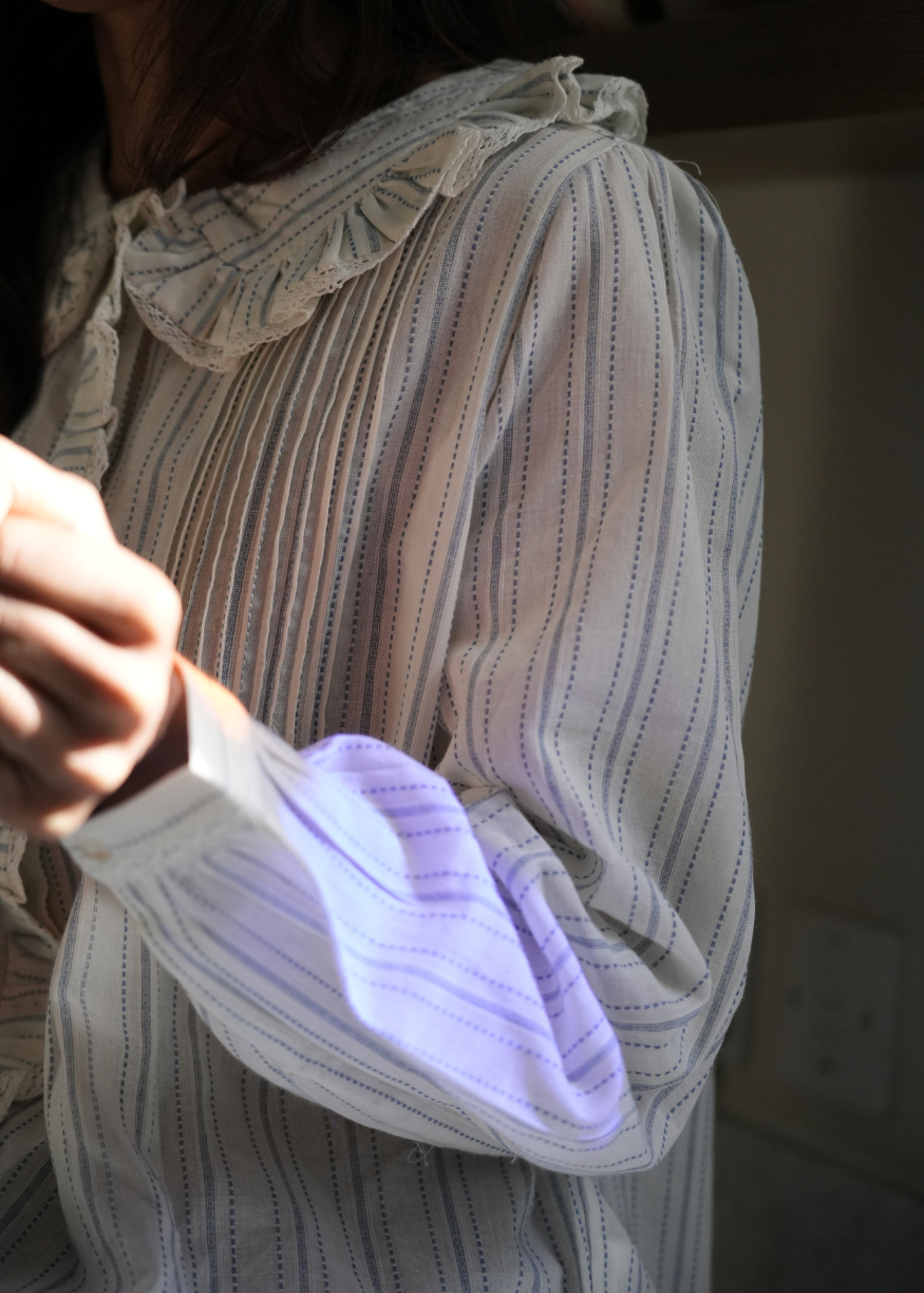 Emile et Ida Ecru Striped Ruffled Blouse
