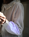 Emile et Ida Ecru Striped Ruffled Blouse