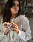 Emile et Ida Ecru Striped Ruffled Blouse