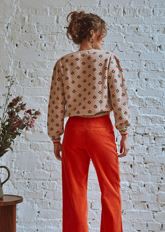 Emile et Ida Orange Wide-Leg Velvet Trousers