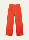 Emile et Ida Orange Wide-Leg Velvet Trousers