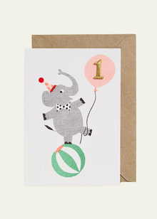  First Birthday Elephant Card