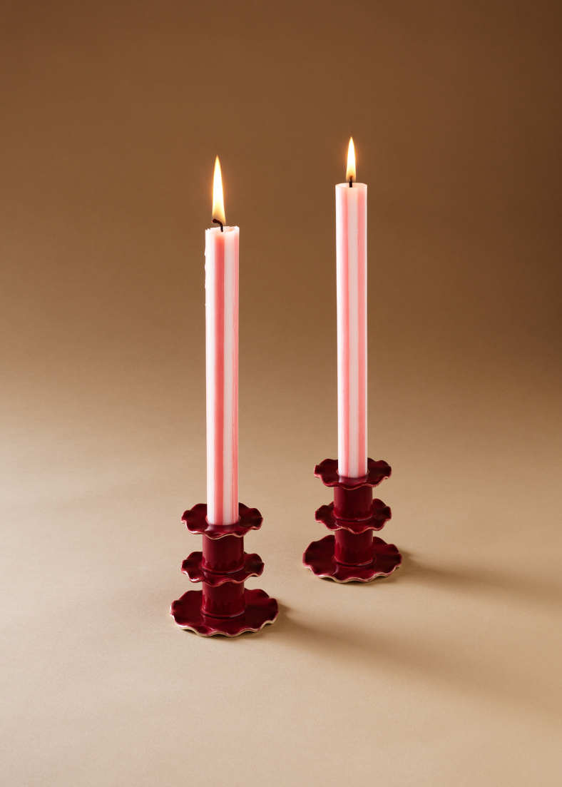 Frilly Candlestick — Small-burgundy