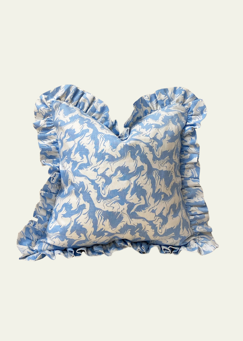 Gilbert Cushion Cover in Blue & White