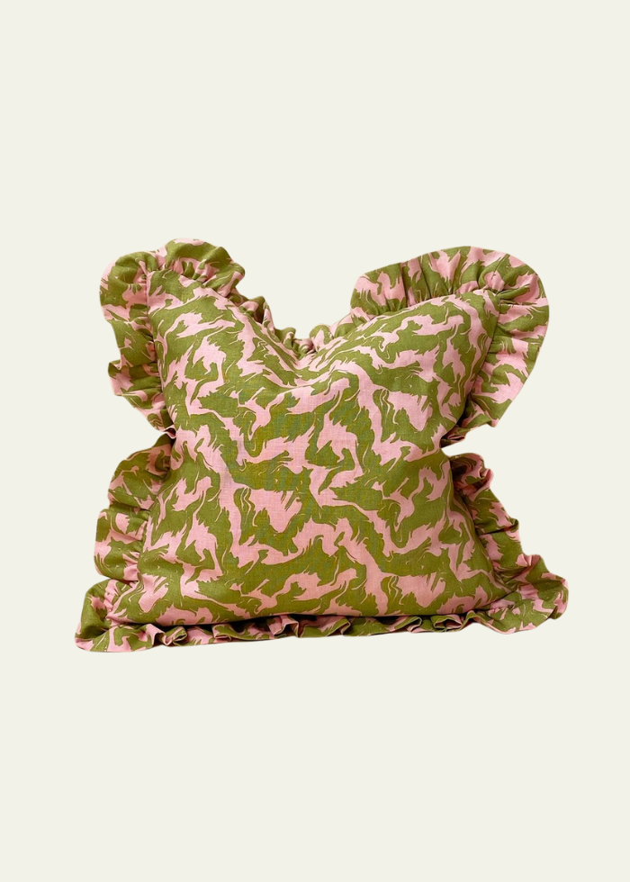 Gilbert Cushion Cover in Olive & Pink