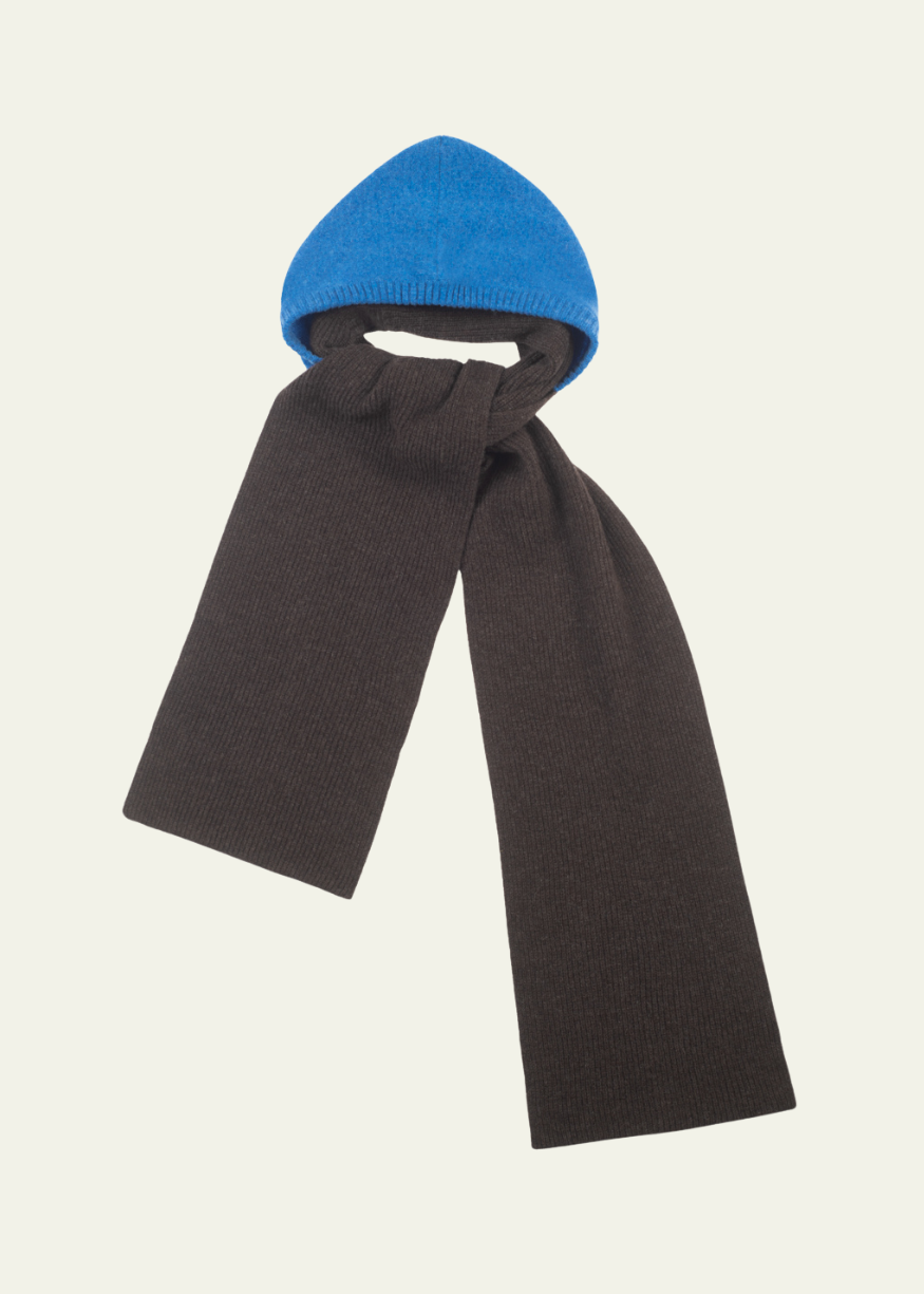 HADES Wool The Hooded Scarf | Tobacco Brown & Blue