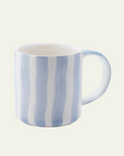 Hand-Painted Striped Mug in Light Blue