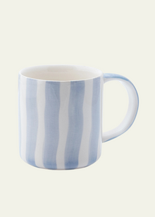  Hand-Painted Striped Mug in Light Blue