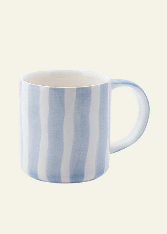 Hand-Painted Striped Mug in Light Blue