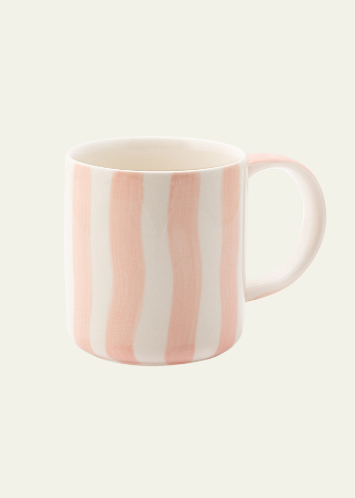 Hand-Painted Striped Mug in Rose Pink