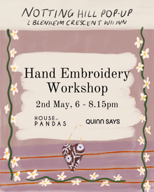  London Hand Embroidery Workshop with House of Pandas