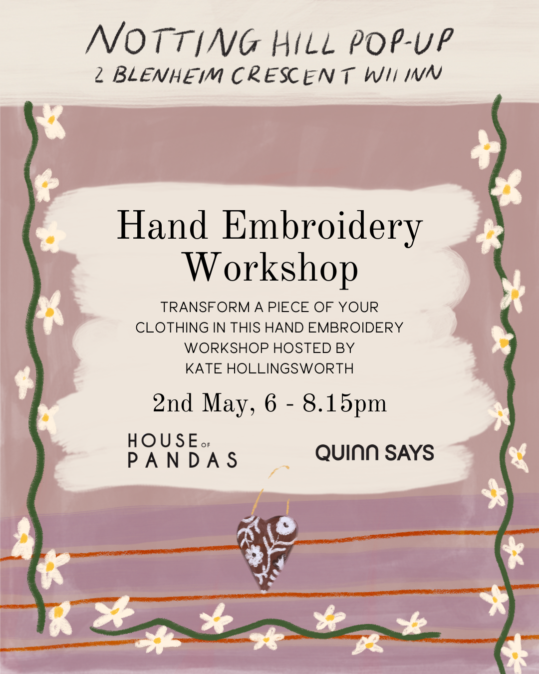  Hand Embroidery Workshop Notting Hill Pop-up