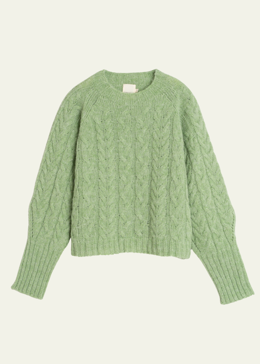Indi & Cold Cable Knit Jumper in Matcha Green