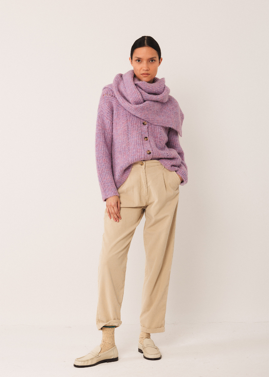 Indi & Cold Knitted Scarf in Mauve
