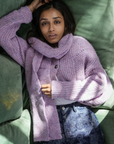 Indi & Cold Loose Knit Cardigan in Mauve