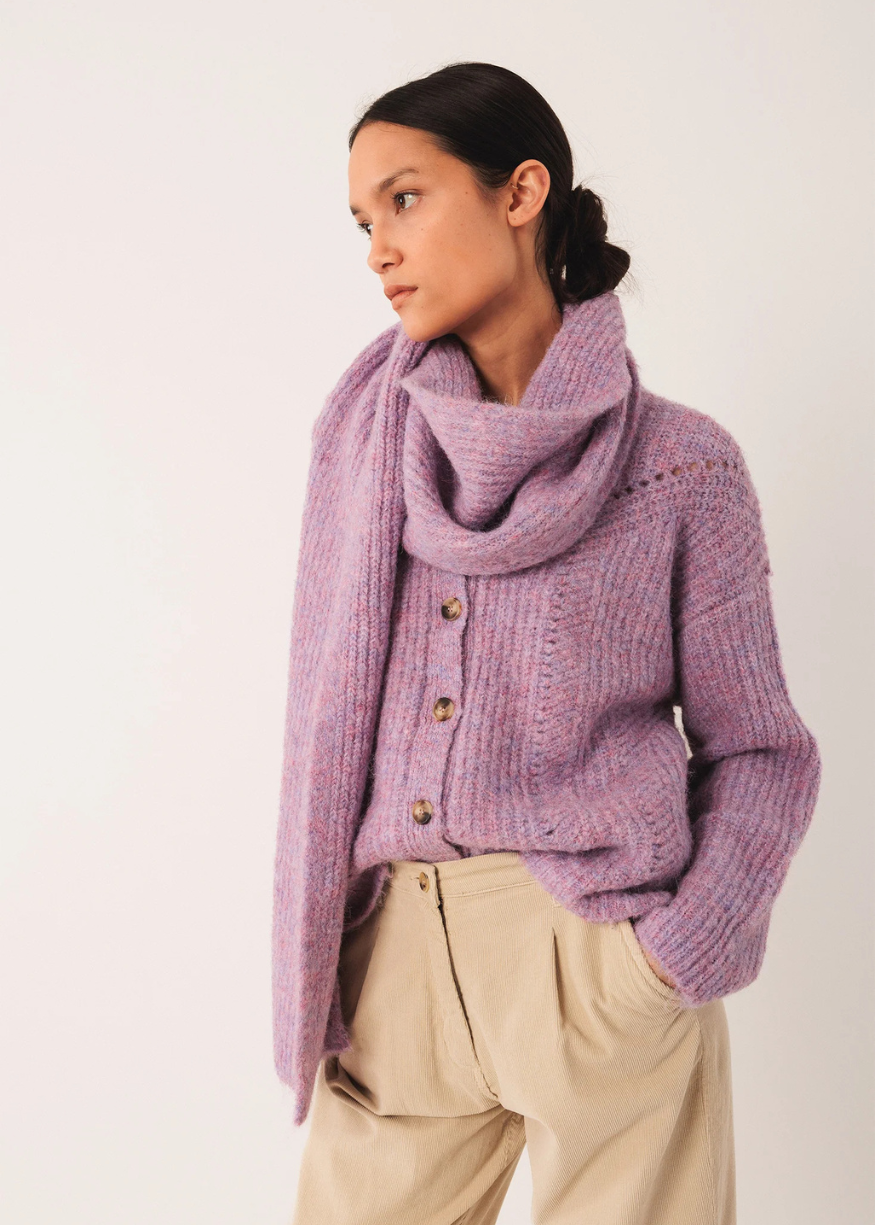 Indi & Cold Knitted Scarf in Mauve