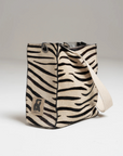Indi & Cold Leather Bucket Tote Bag, Zebra Print