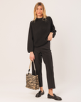 Indi & Cold Leather Bucket Tote Bag, Zebra Print