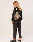 Indi & Cold Leather Bucket Tote Bag, Zebra Print