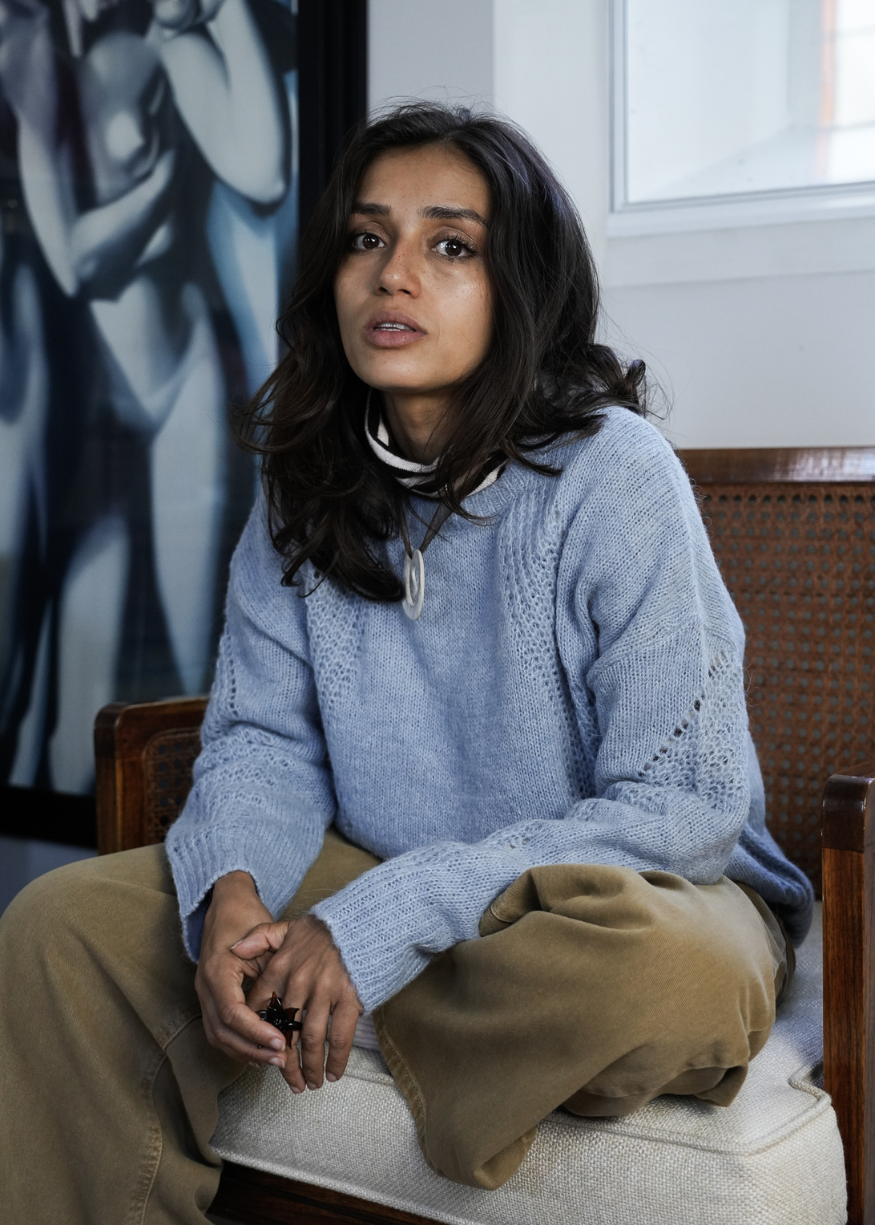 Indi & Cold Loose-Knit Wool Jumper in Powder Blue