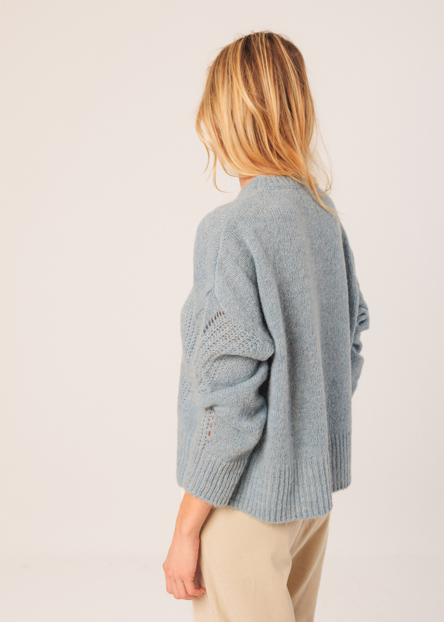 Indi & Cold Loose-Knit Wool Jumper in Powder Blue