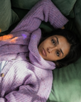 Indi & Cold Loose Knit Cardigan in Mauve