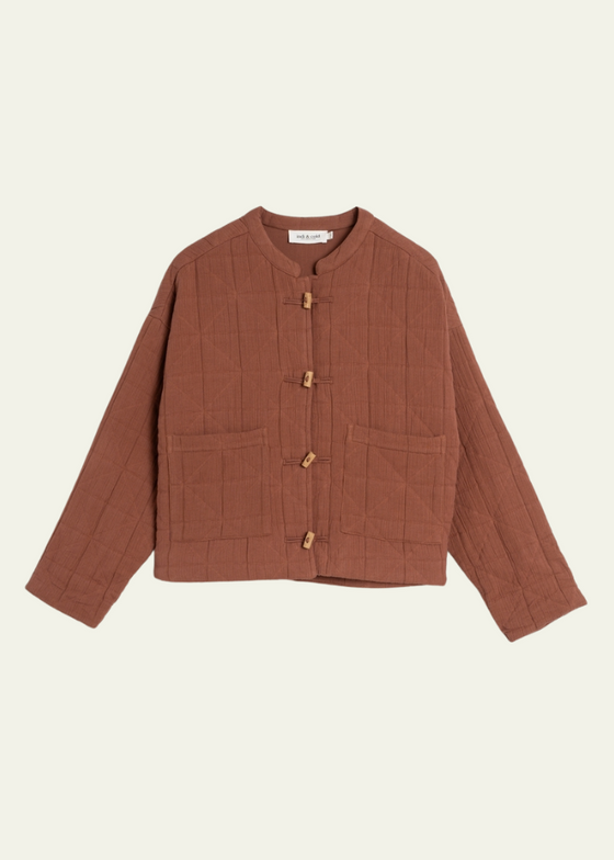 Indi & Cold Quilted Cotton Jacket in Brick